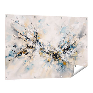 Tuinposter vooraanzicht Abstract Kunstwerk met Blauwe, Gele en Zwarte Kleuren