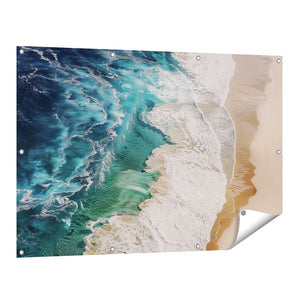 Tuinposter vooraanzicht Strand met Golven en Zand