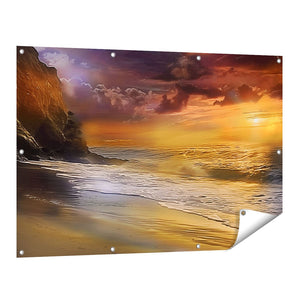 Tuinposter vooraanzicht Zonsondergang op het Strand