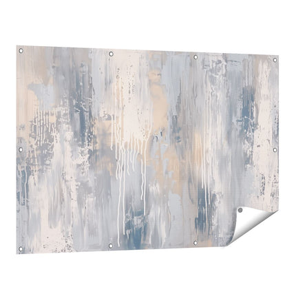 Tuinposter vooraanzicht Abstract Kunstwerk met Blauwe en Beige Kleuren