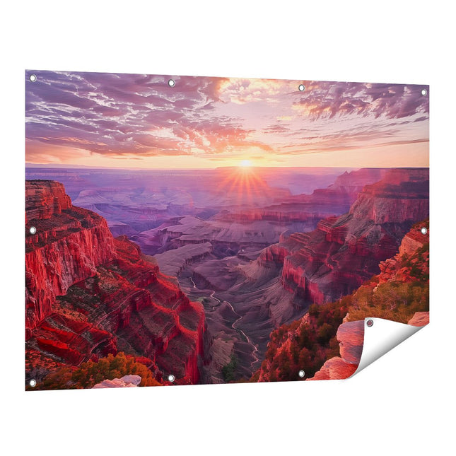 Tuinposter vooraanzicht De Zon gaat onder boven de Grand Canyon