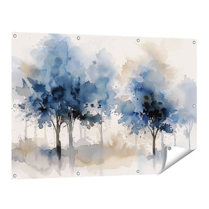Tuinposter vooraanzicht Aquarelkunstwerk van Bomen