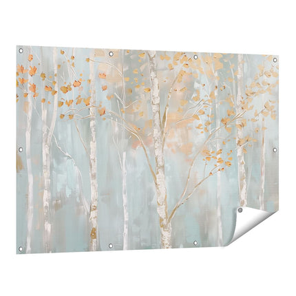 Tuinposter vooraanzicht Kunstwerk van Berkenbomen