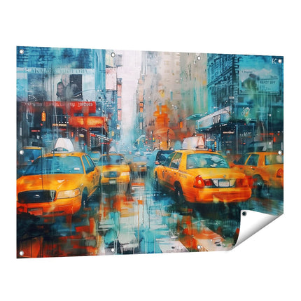 Tuinposter vooraanzicht Kunstwerk van Taxi's in New York City