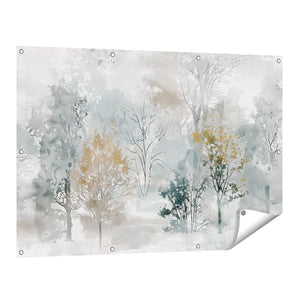 Tuinposter vooraanzicht Aquarelkunstwerk van Bomen