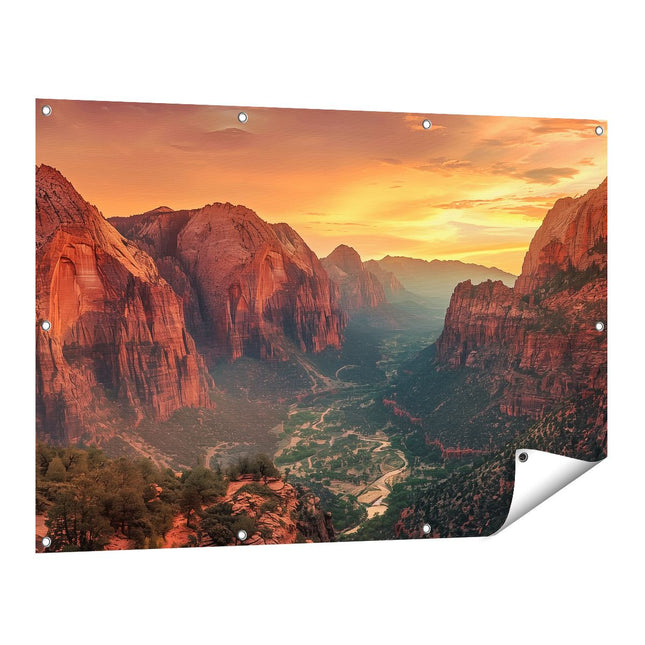 Tuinposter vooraanzicht Zonsondergang in Zion Nationaal Park, Utah, Utah, Utah, Utah