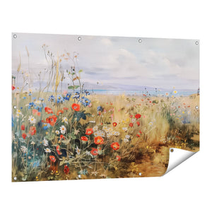 Tuinposter vooraanzicht Kunstwerk van een Veld met Wilde Bloemen