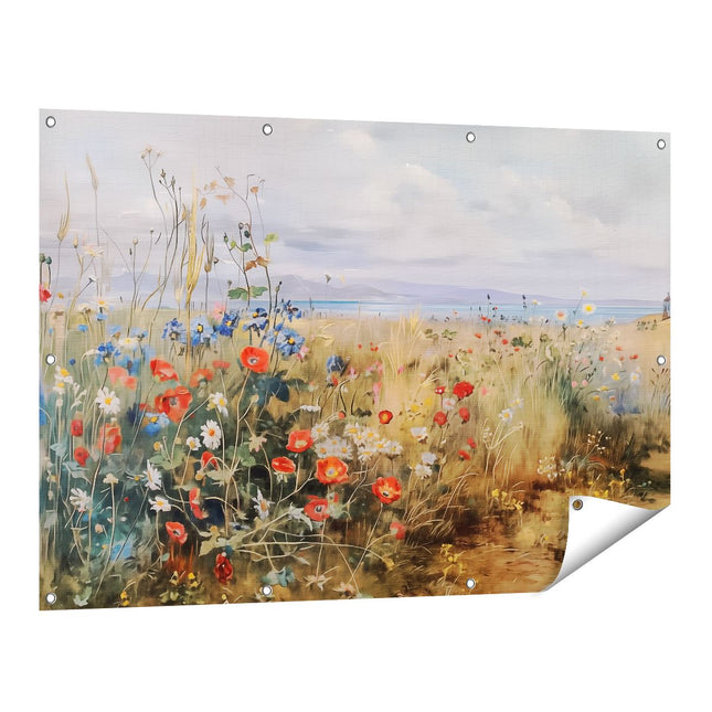 Tuinposter vooraanzicht Kunstwerk van een Veld met Wilde Bloemen