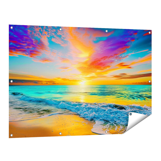 Tuinposter vooraanzicht Kleurrijke Zonsondergang over de Oceaan