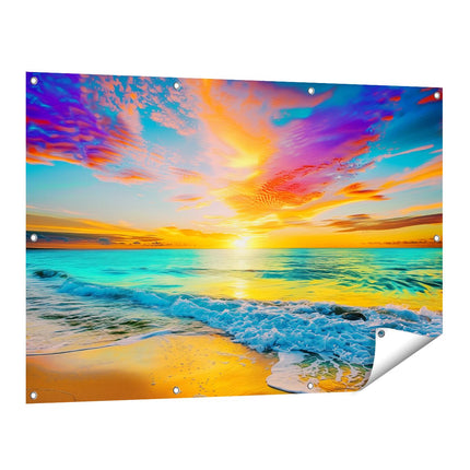 Tuinposter vooraanzicht Kleurrijke Zonsondergang over de Oceaan
