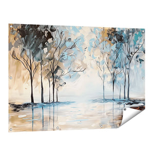 Tuinposter vooraanzicht Kunstwerk van Bomen in het Water