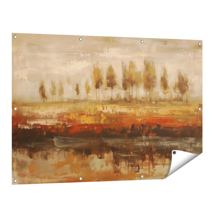 Tuinposter vooraanzicht Abstract Kunstwerk van Bomen bij een Rivier