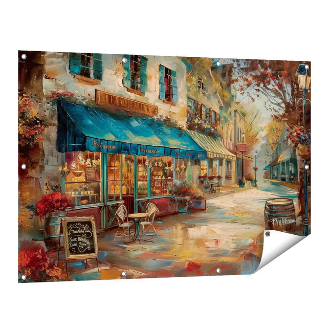 Tuinposter vooraanzicht Kunstwerk van een Café in Parijs