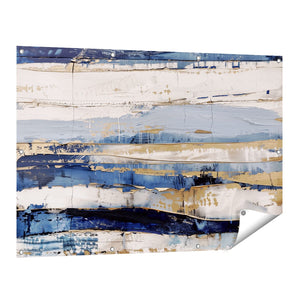 Tuinposter vooraanzicht Abstract Kunstwerk met Blauwe en Gouden Strepen