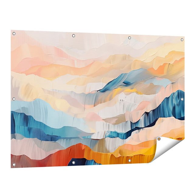 Tuinposter vooraanzicht Abstract Kunstwerk van Bergen