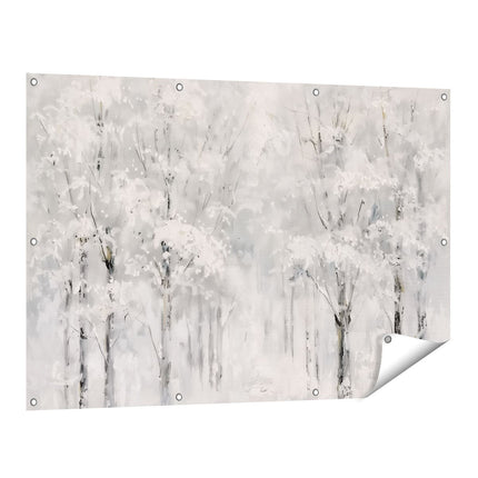 Tuinposter vooraanzicht Kunstwerk van Bomen Bedekt met Sneeuw