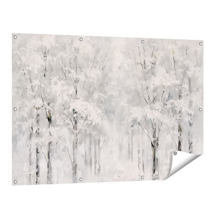 Tuinposter vooraanzicht Kunstwerk van Bomen Bedekt met Sneeuw