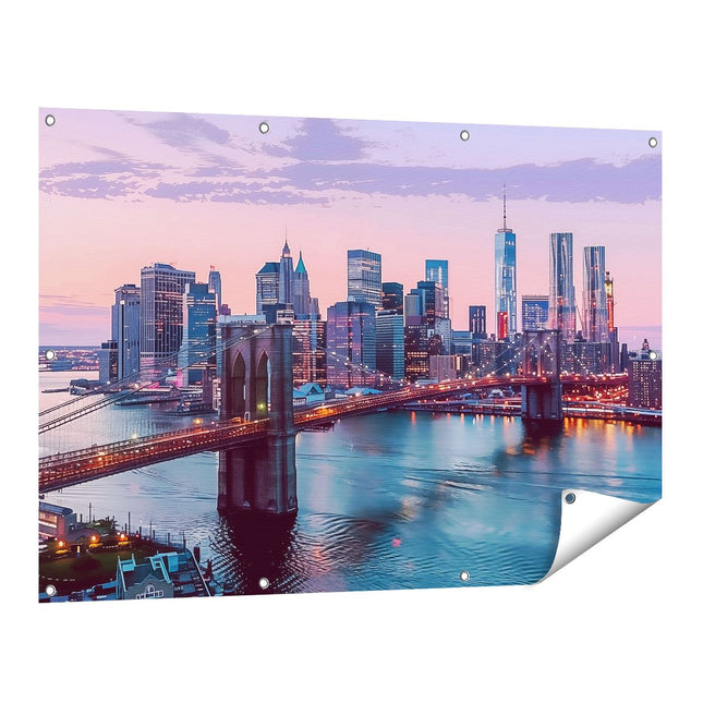 Tuinposter vooraanzicht Brooklyn Bridge in de Schemering