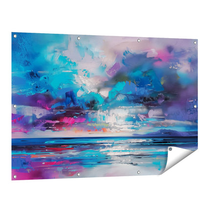 Tuinposter vooraanzicht Abstract Kunstwerk van een Blauwe Lucht met Paarse Wolken