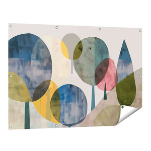 Tuinposter vooraanzicht Abstract Kunstwerk van Bomen