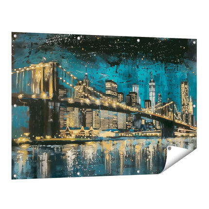 Tuinposter vooraanzicht Brooklyn Bridge 's Nachts