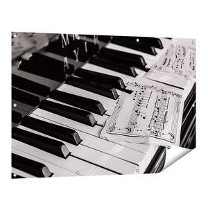 Tuinposter vooraanzicht Zwart Witfoto van een Piano
