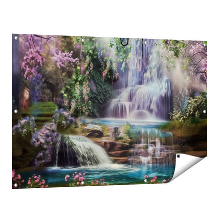 Tuinposter vooraanzicht Waterval in het Bos