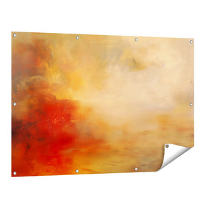 Tuinposter vooraanzicht Abstract Kunstwerk met Rode, Gele en Oranje Kleuren