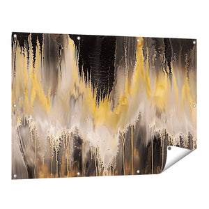 Tuinposter vooraanzicht Zwart en Goud Abstract Kunstwerk