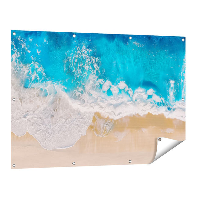 Tuinposter vooraanzicht Luchtfoto van de Oceaan en het Zand