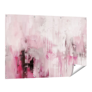 Tuinposter vooraanzicht Abstract Kunstwerk in Roze en Zwart