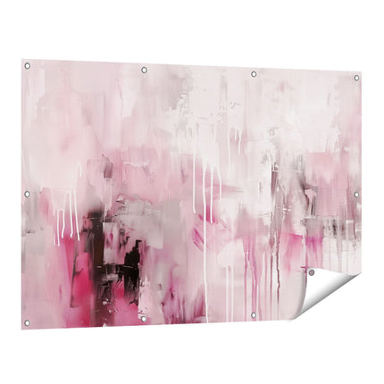 Tuinposter vooraanzicht Abstract Kunstwerk in Roze en Zwart