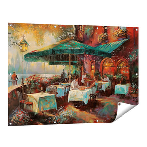 Tuinposter vooraanzicht Kunstwerk van Mensen in een Restaurant