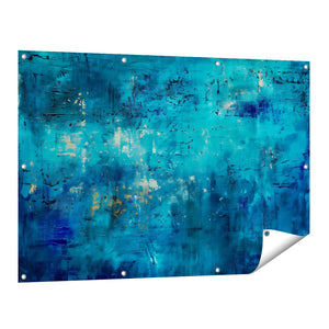 Tuinposter vooraanzicht Abstract Kunstwerk met Blauw en Goud