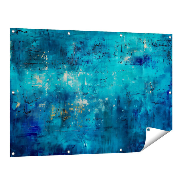 Tuinposter vooraanzicht Abstract Kunstwerk met Blauw en Goud