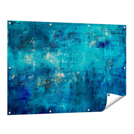 Tuinposter vooraanzicht Abstract Kunstwerk met Blauw en Goud
