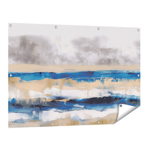 Tuinposter vooraanzicht Abstract Kunstwerk van Blauw en Beige