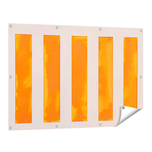 Tuinposter vooraanzicht Oranje en Witte Strepen op een Witte Achtergrond