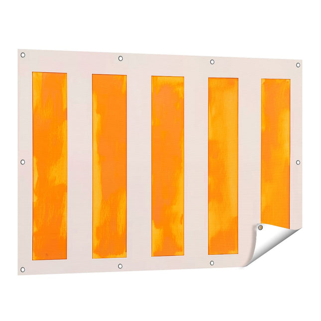 Tuinposter vooraanzicht Oranje en Witte Strepen op een Witte Achtergrond