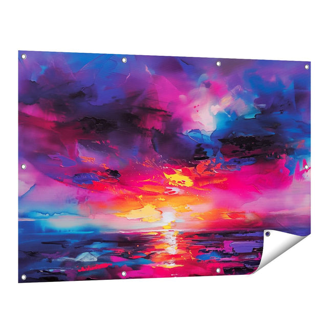 Tuinposter vooraanzicht Abstract Kunstwerk van een Zonsondergang