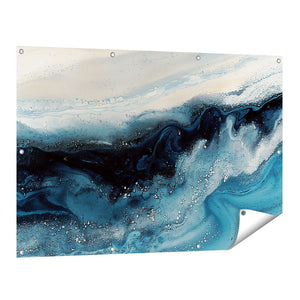 Tuinposter vooraanzicht Blauw en Wit Kunstwerk