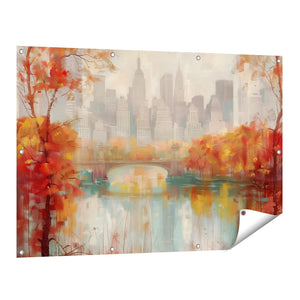 Tuinposter vooraanzicht Kunstwerk van de Skyline van New York in de Herfst