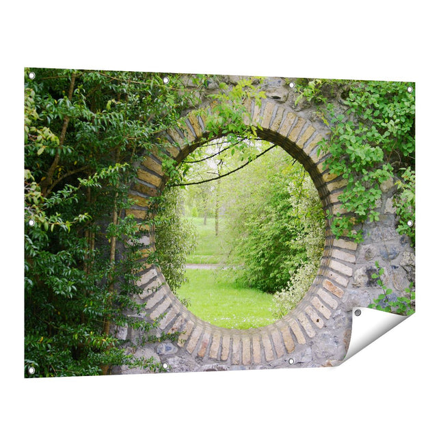 Tuinposter vooraanzicht Stenen Doorkijk