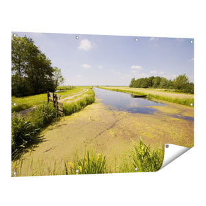 Tuinposter vooraanzicht Raam met Noordhollands Landschap
