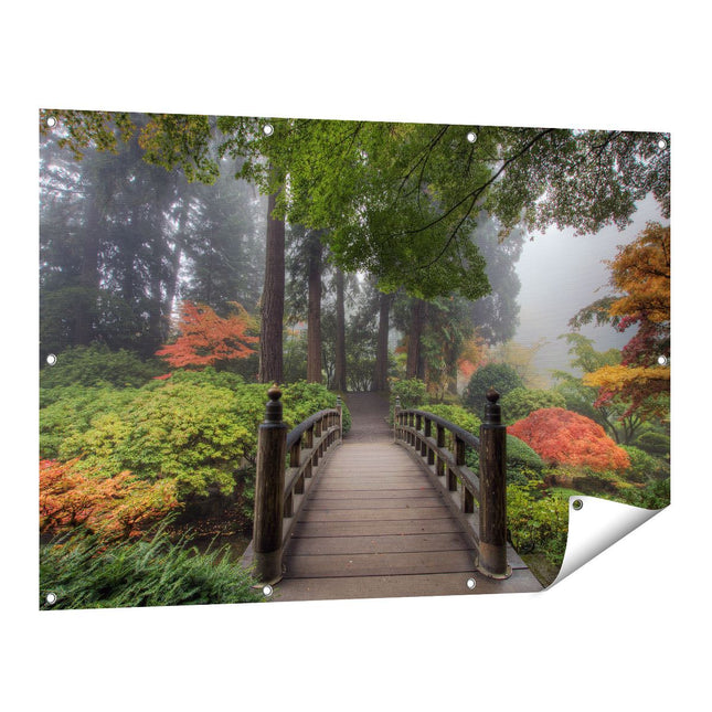 Tuinposter vooraanzicht Japanse brug