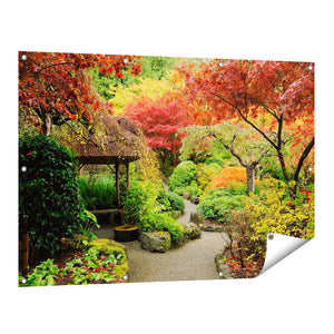 Tuinposter vooraanzicht Bos met Huisje