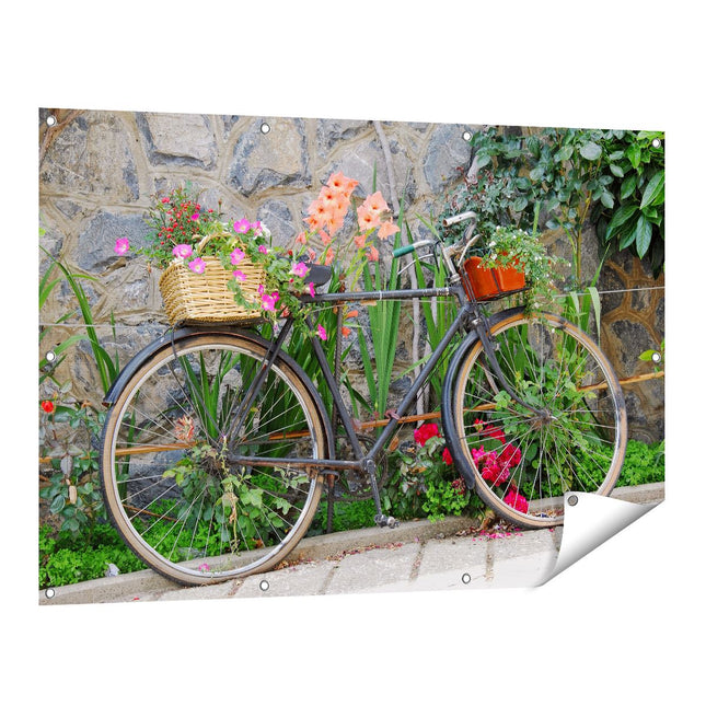 Tuinposter vooraanzicht Fiets met Manden
