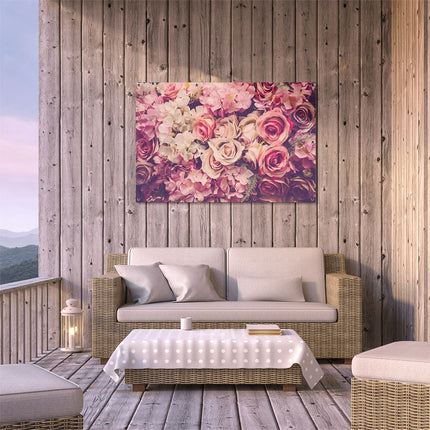 Tuinposter buiten terras Roze Rozen Achtergrond - Retro - Bloemen