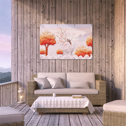 Tuinposter buiten terras 3D Illustratie Hert - Abstract