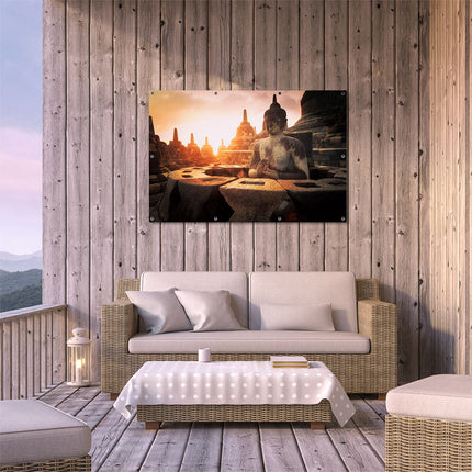 Tuinposter buiten terras Boeddha Beeld In Een Tempel
